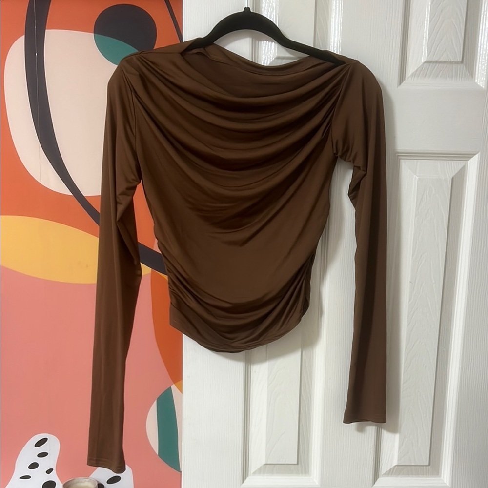 Elegant Brown Drape Top